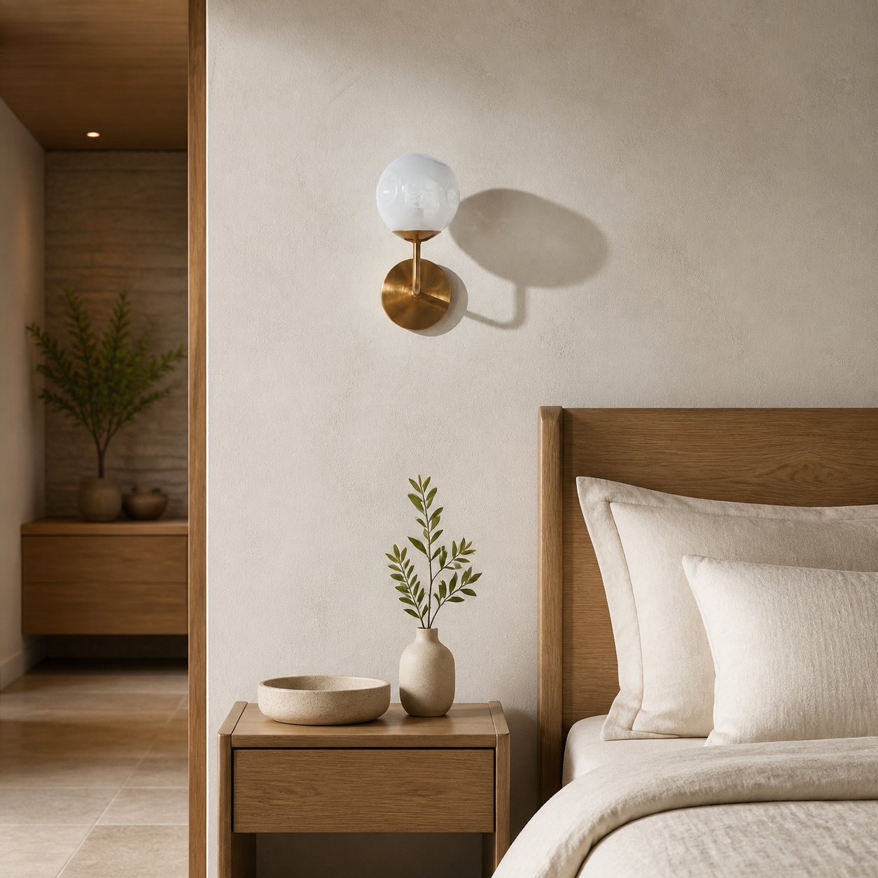 Modo Sculpted Glass Wall Sconce – Modern Diffused-Light Lamp for Entryways