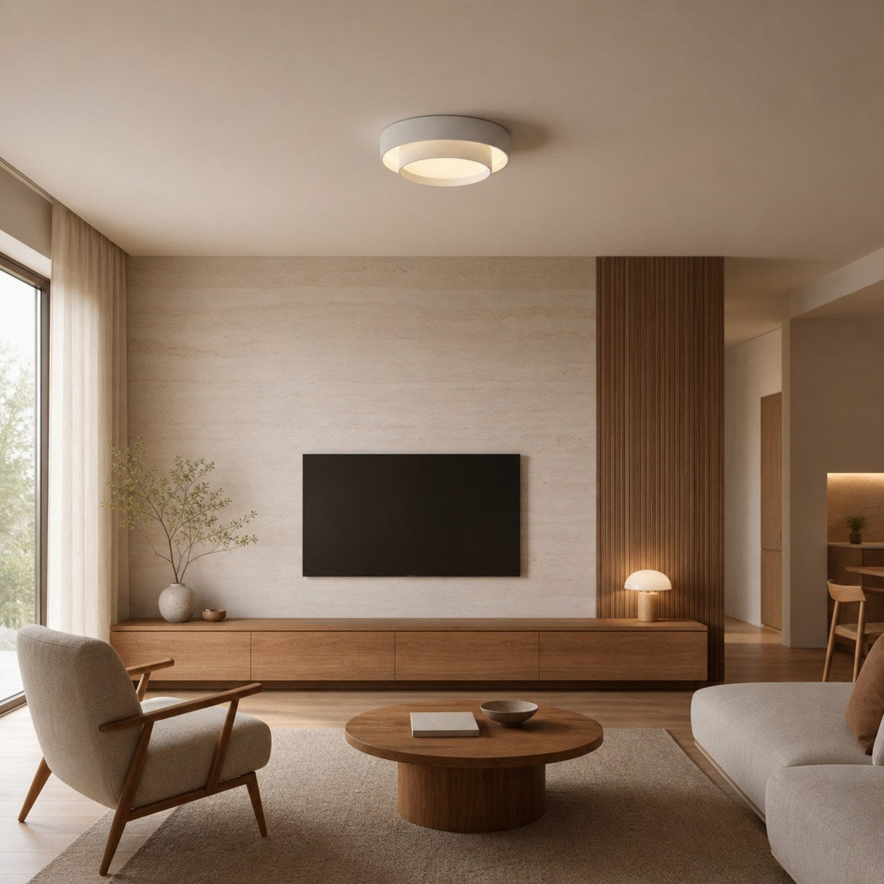 Duomel Round LED Ceiling Fixture - Minimalist Ceiling Lamp for Dining Room N26