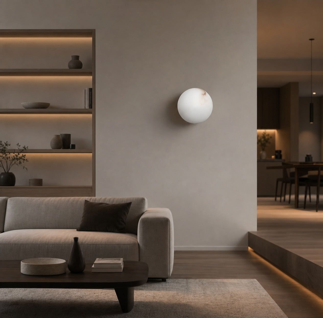OrbisMuse Elegant Natural Stone Globe Wall Sconce - Minimalist Light for Hallways
