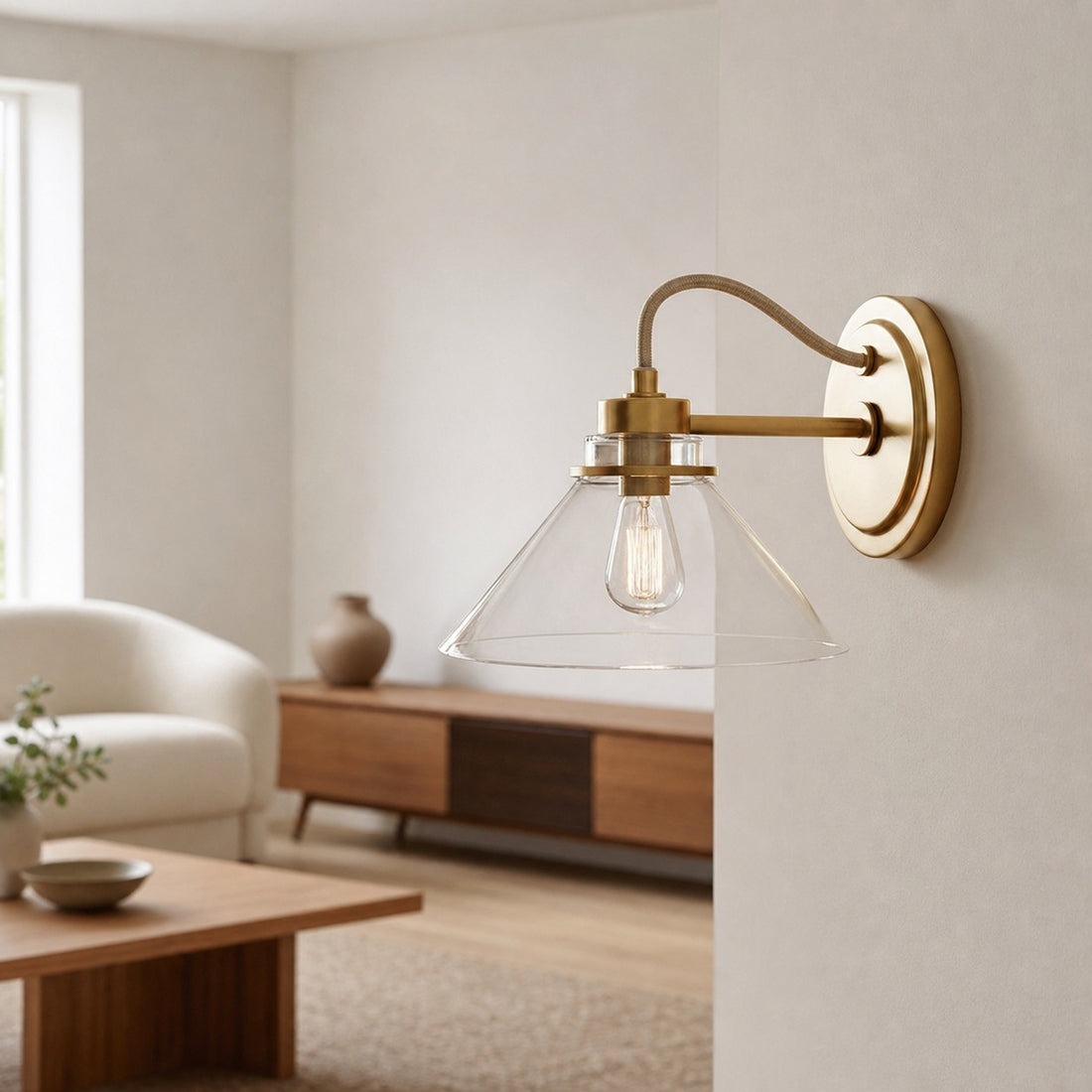 Aurenza Sconce – Farmhouse Wall Light with Metal Accents for Cozy Spaces