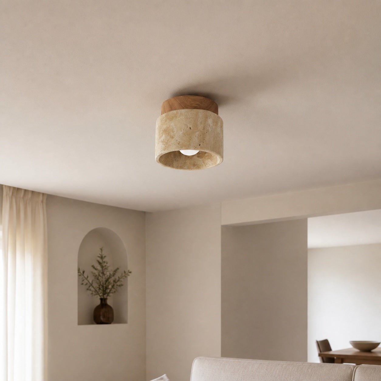 Travira Wabi Sabi Ceiling Light Organic Textured Marble Ceiling Lamp for Hallway