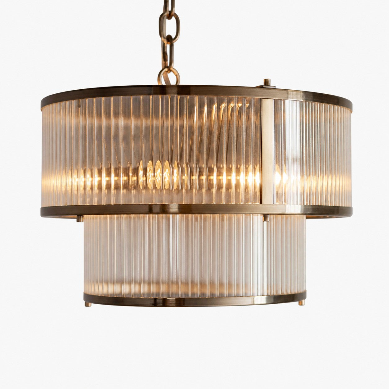 RibGlow Ribbed Glass Pendant Light - Antique Style Pendant Light for Dining Room