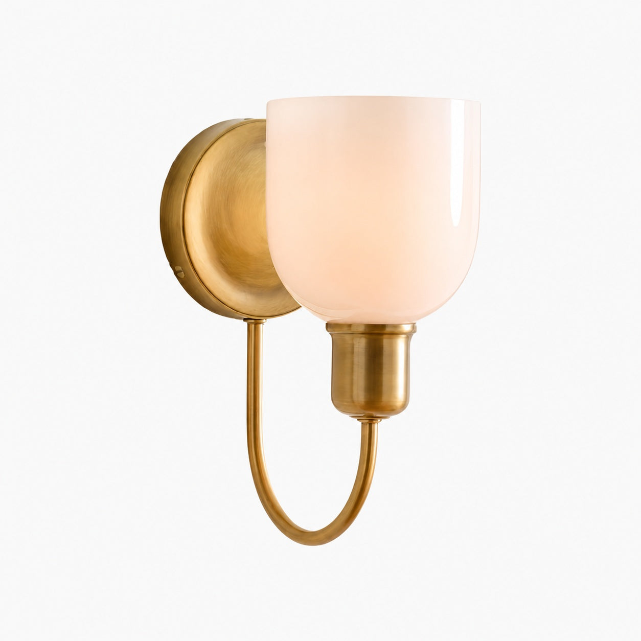 Tracian Wall Sconce - Curved Arm with Glass or Linen Shade for Bedroom