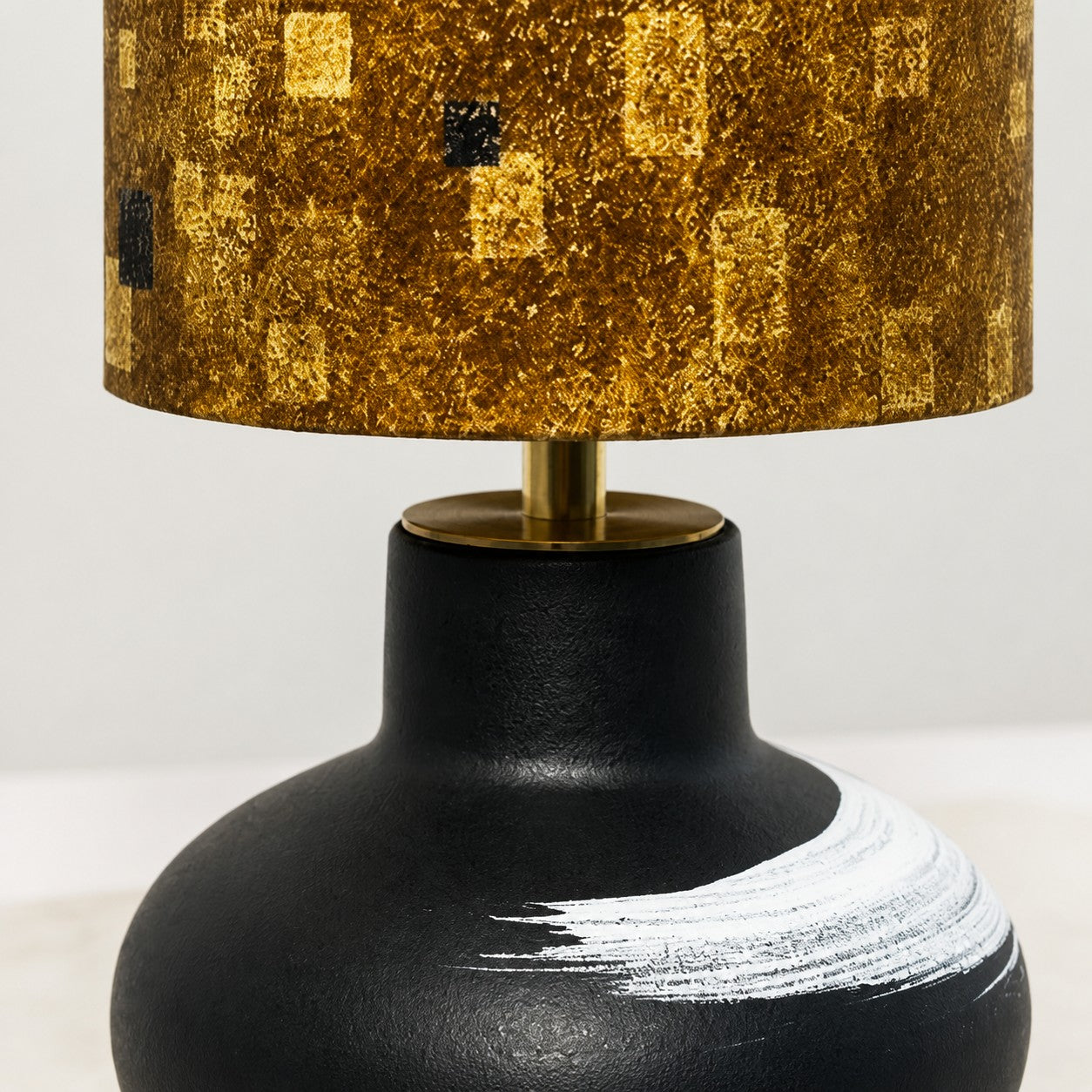 Handcrafted Speckled Fabric Shade Ceramic Table Lamp
