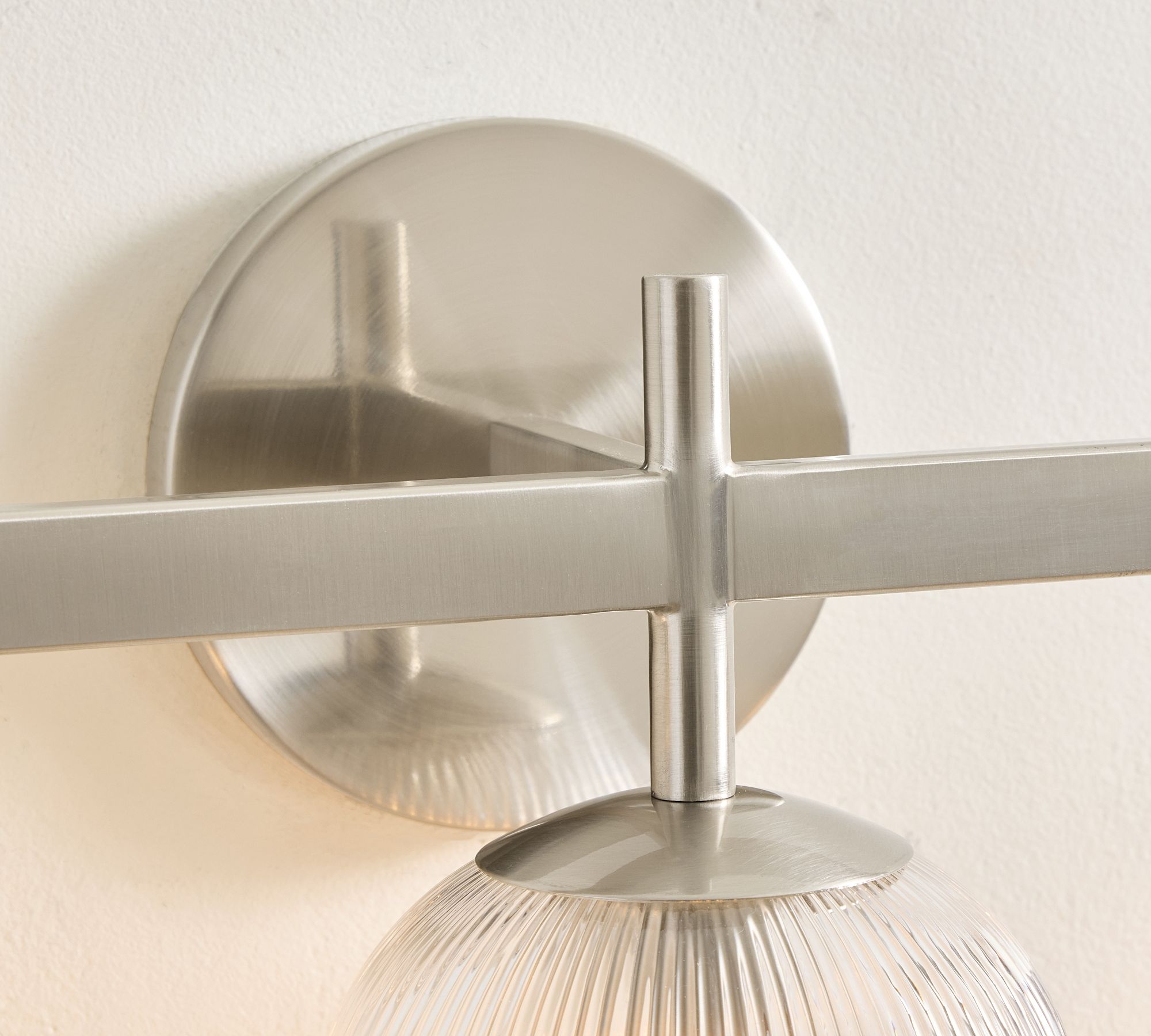 Bravira Ribbed Glass Sconce - Metal Wall Light with Clear Glass Shade