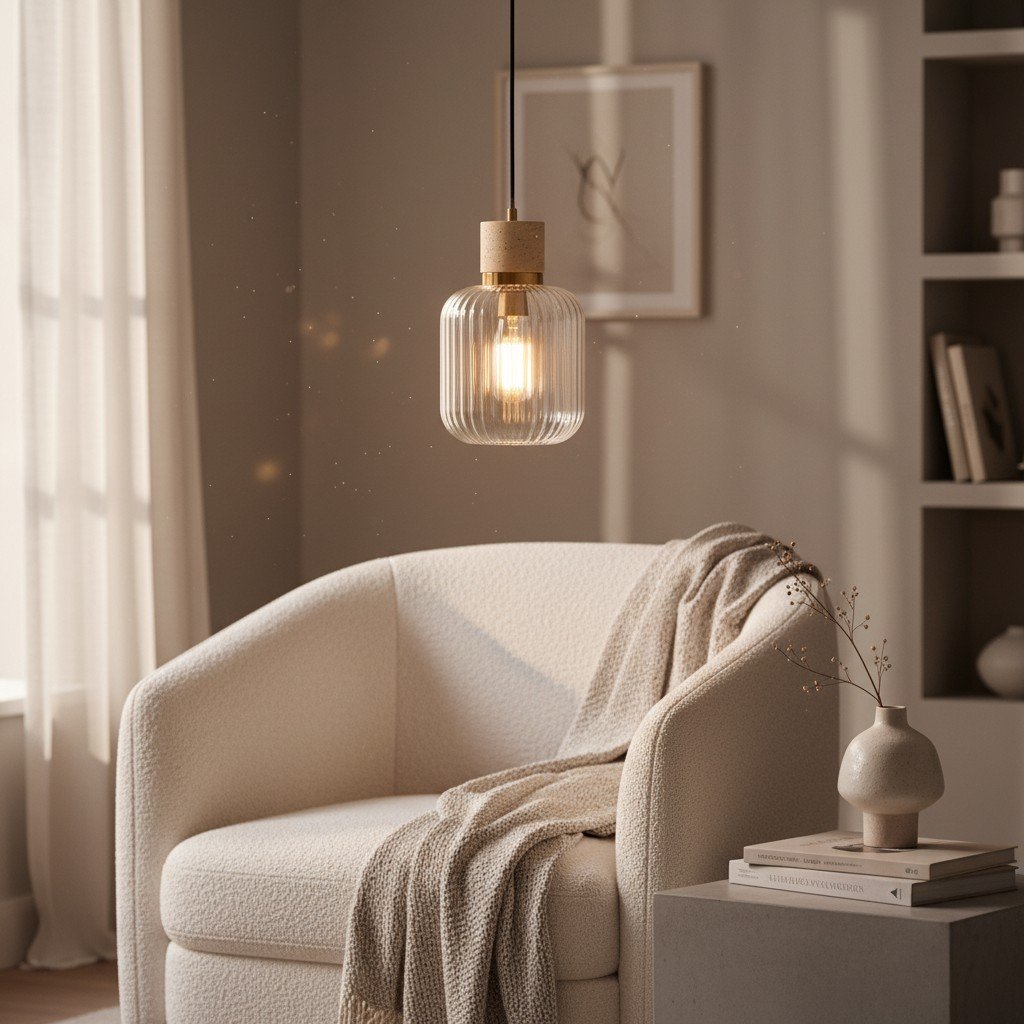Korlisse Natural Stone and Glass Pendant Light – Stylish Lamp for Lounge or Living Room