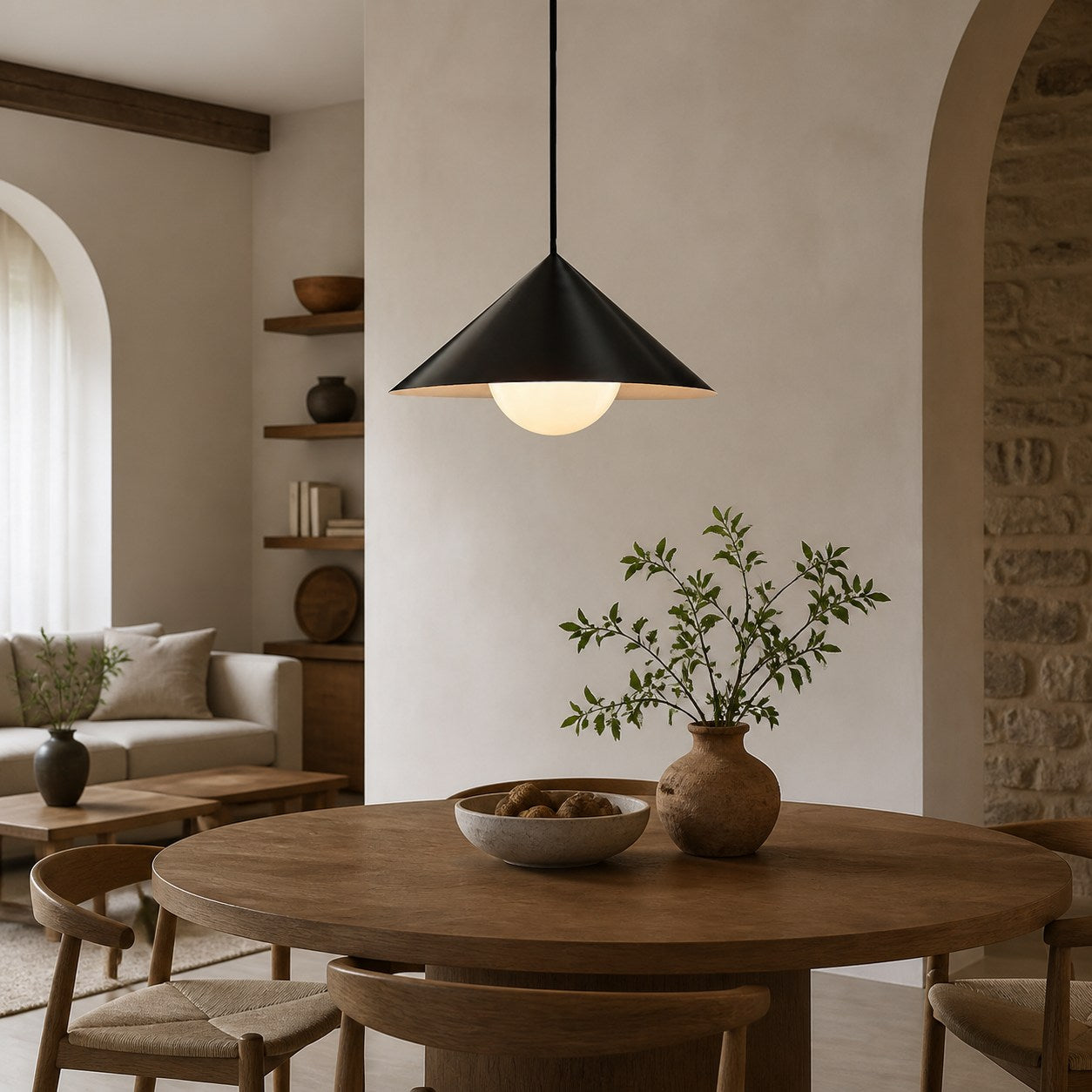Brivana Adjustable Pendant – Cone Shade Light for Kitchen or Dining