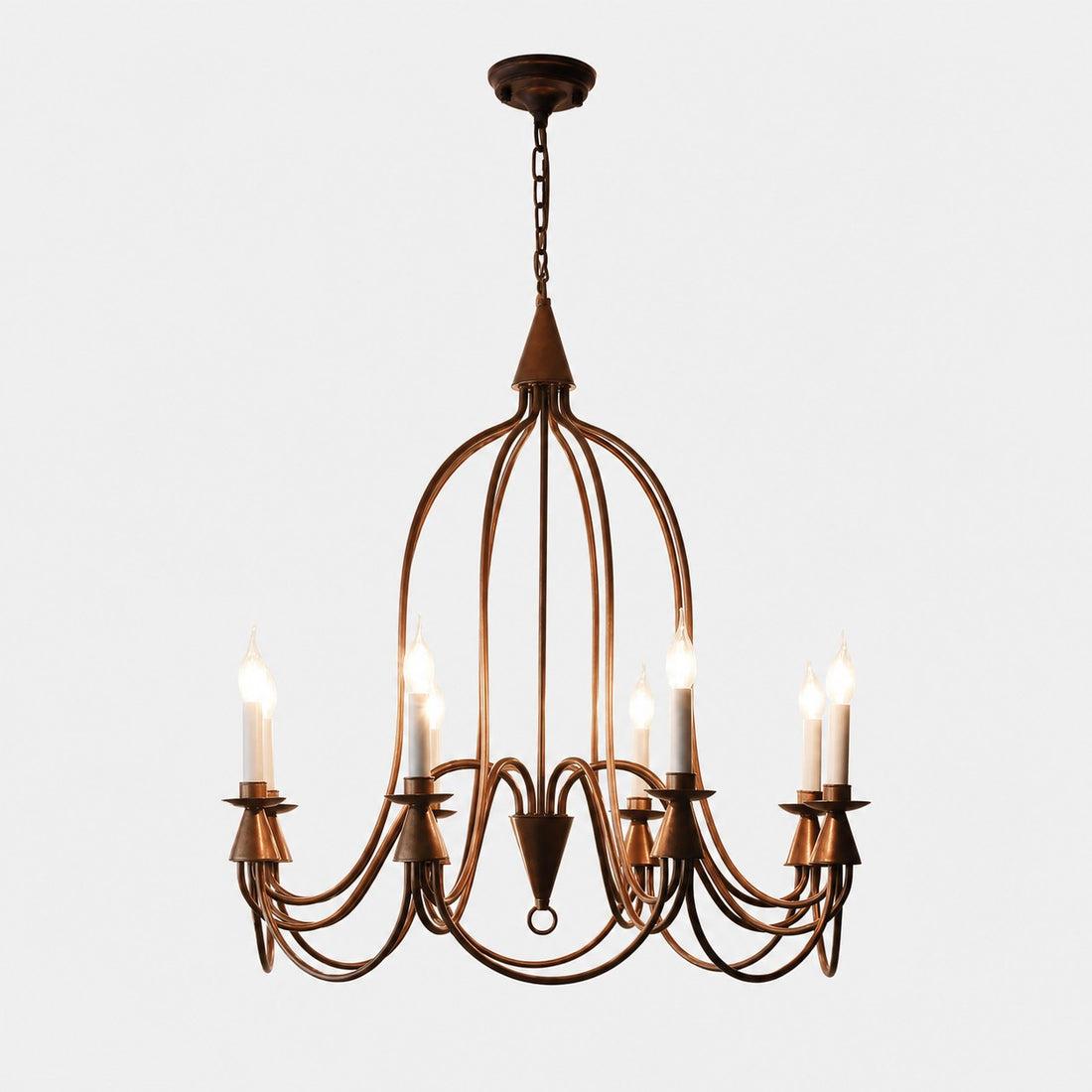 Antique bronze eight-light iron candle chandelier