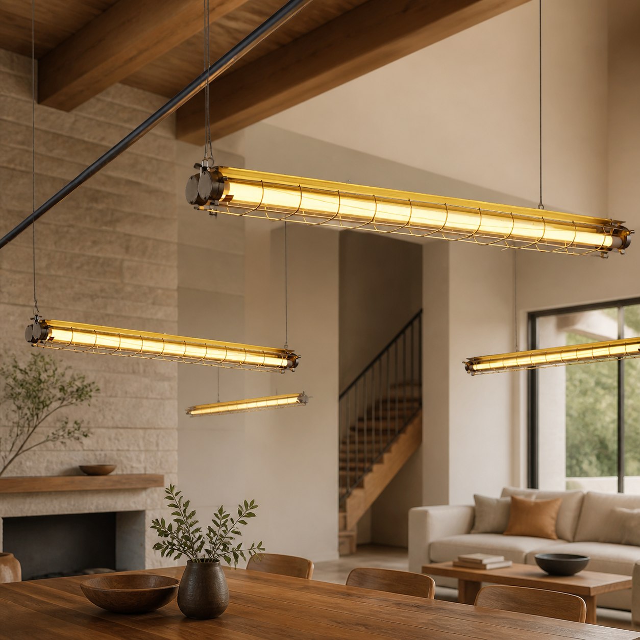 Modern Acrylic Linear LED Chandelier in Black or Silver