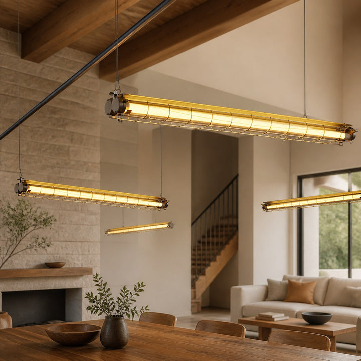 Modern Acrylic Linear LED Chandelier in Black or Silver