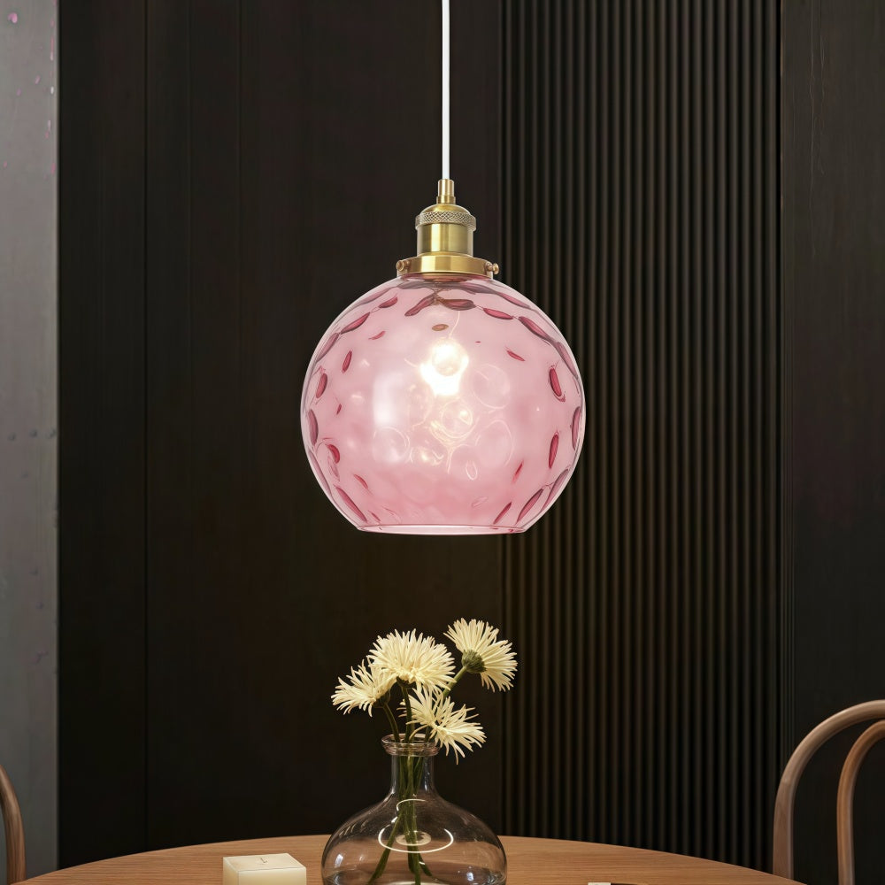 Single Hammered Glass Globe Pendant Light
