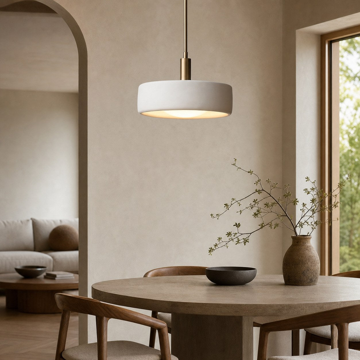 Cerova Modern Ivory Porcelain Pendant Light – Soft Organic Design for Kitchen Island