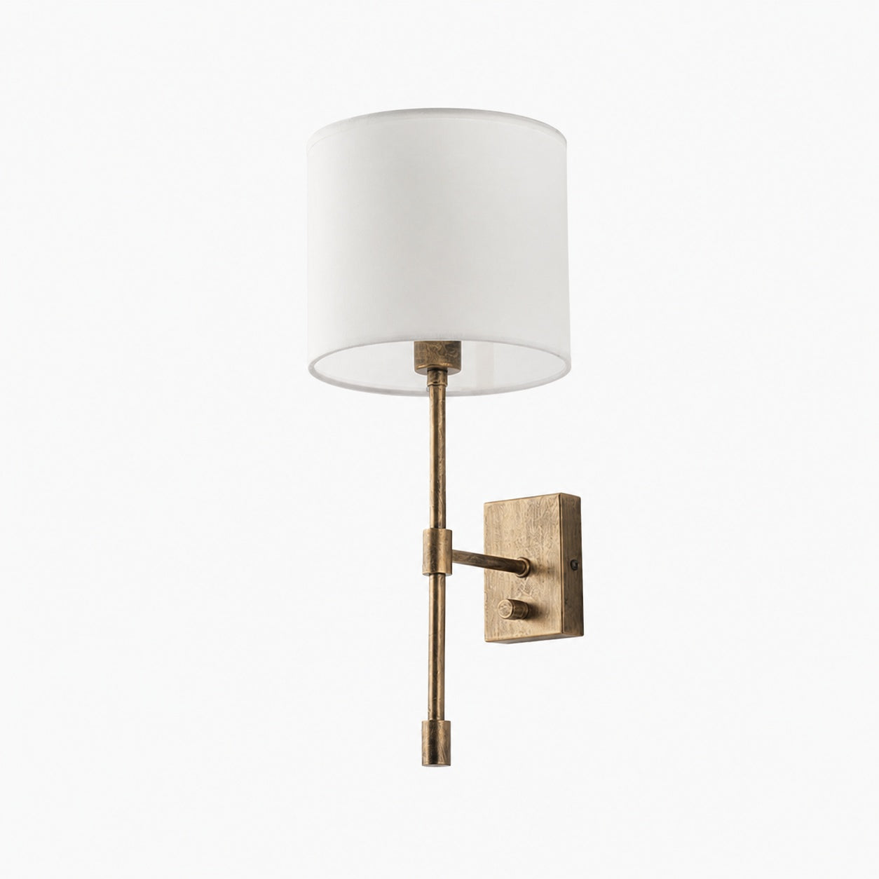 Atticus Fabric Shade Wall Sconce - Modern Brass Wall Light for Bedroom and Hallway