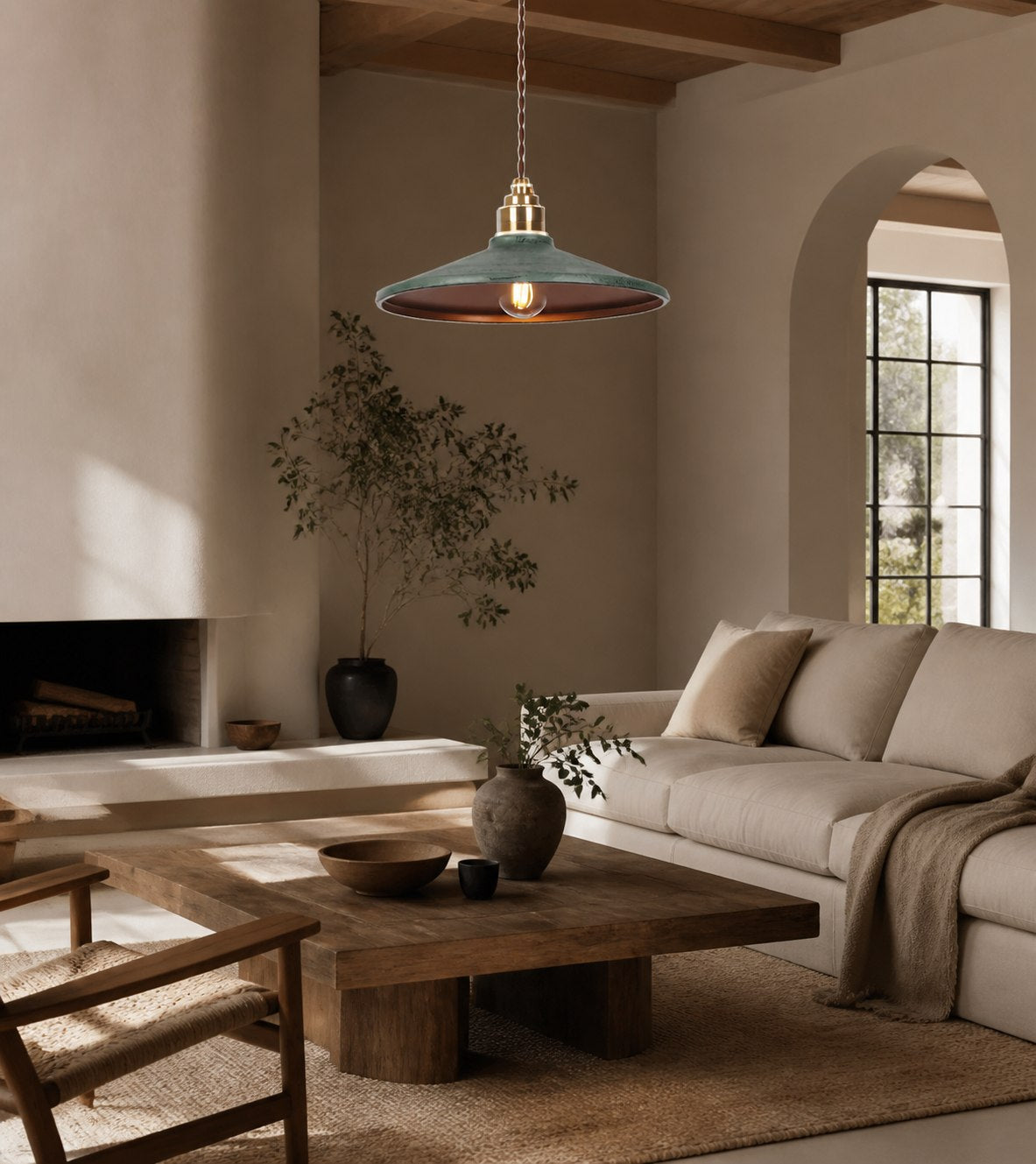 Rustic Saucer Shade Pendant Light
