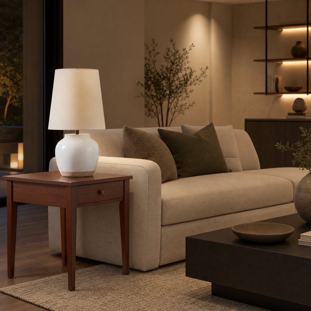 Ceruna Modern Ceramic Bedside Lamp with Linen Fabric Shade – Elegant Lighting for Bedroom and Living Room