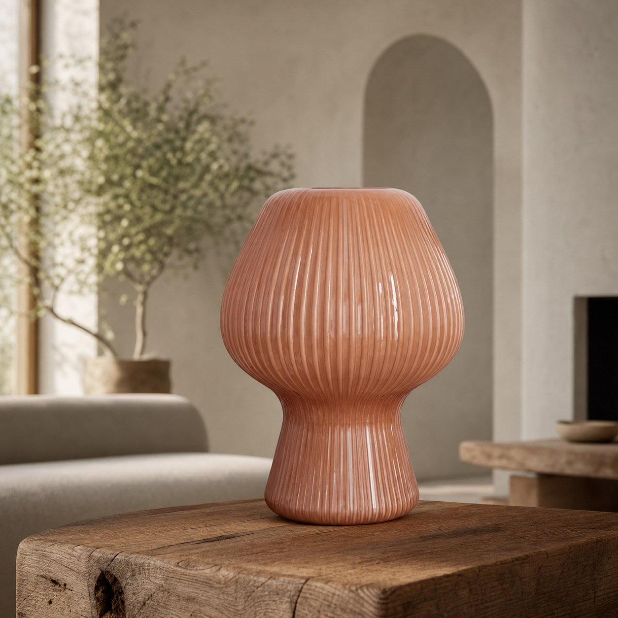 Novarise Ribbed Glass Table Lamp – Textured Glass Accent Lighting
