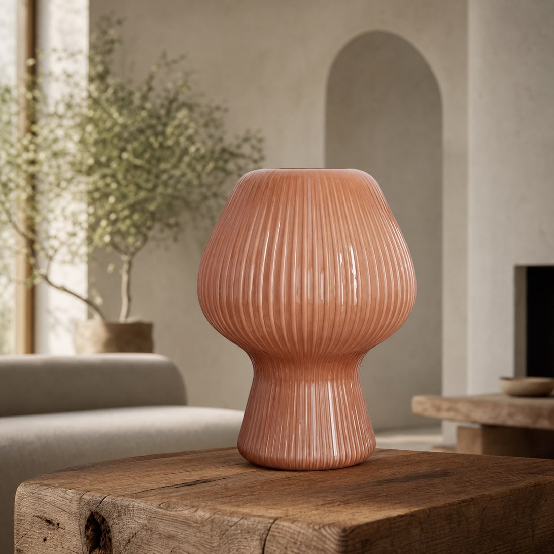 Novarise Ribbed Glass Table Lamp – Textured Glass Accent Lighting