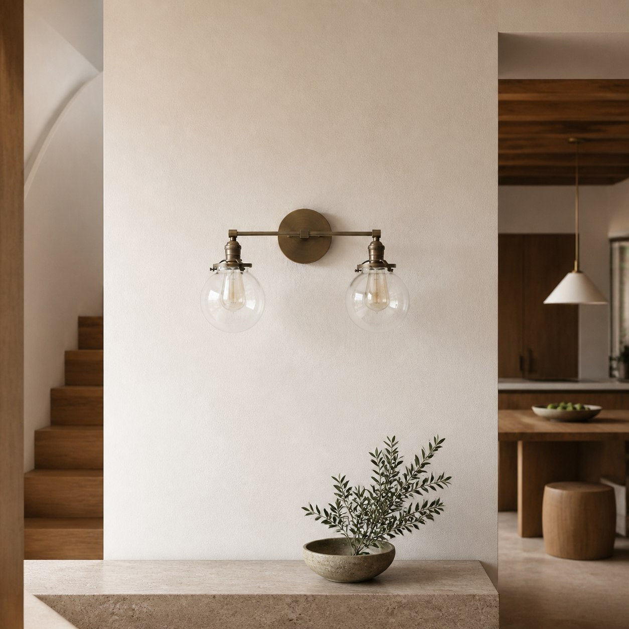 Lumio Globe Glass Globe Vanity Light - Modern Two Light Bathroom Sconce