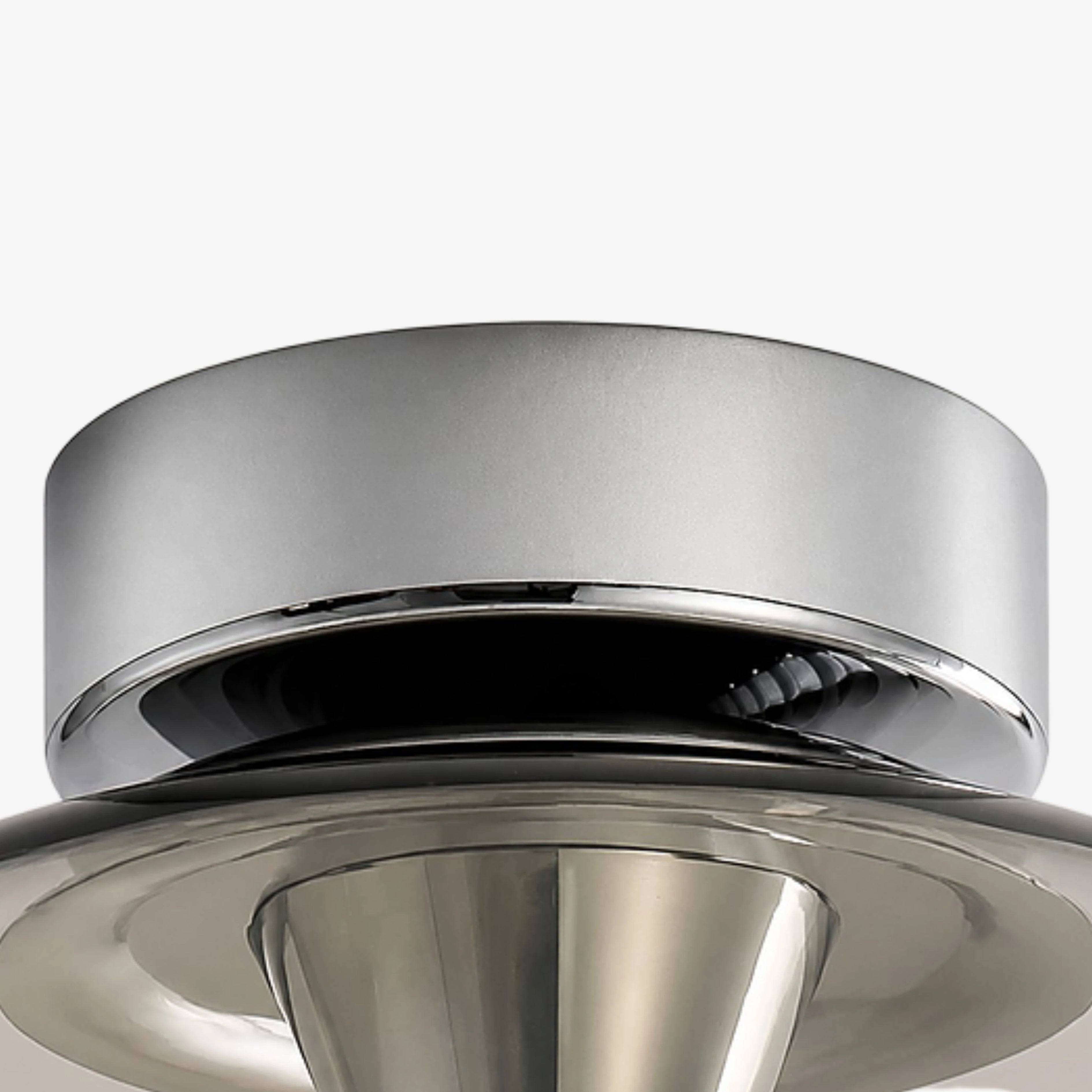 Chrome flush-mount ceiling canopy detail