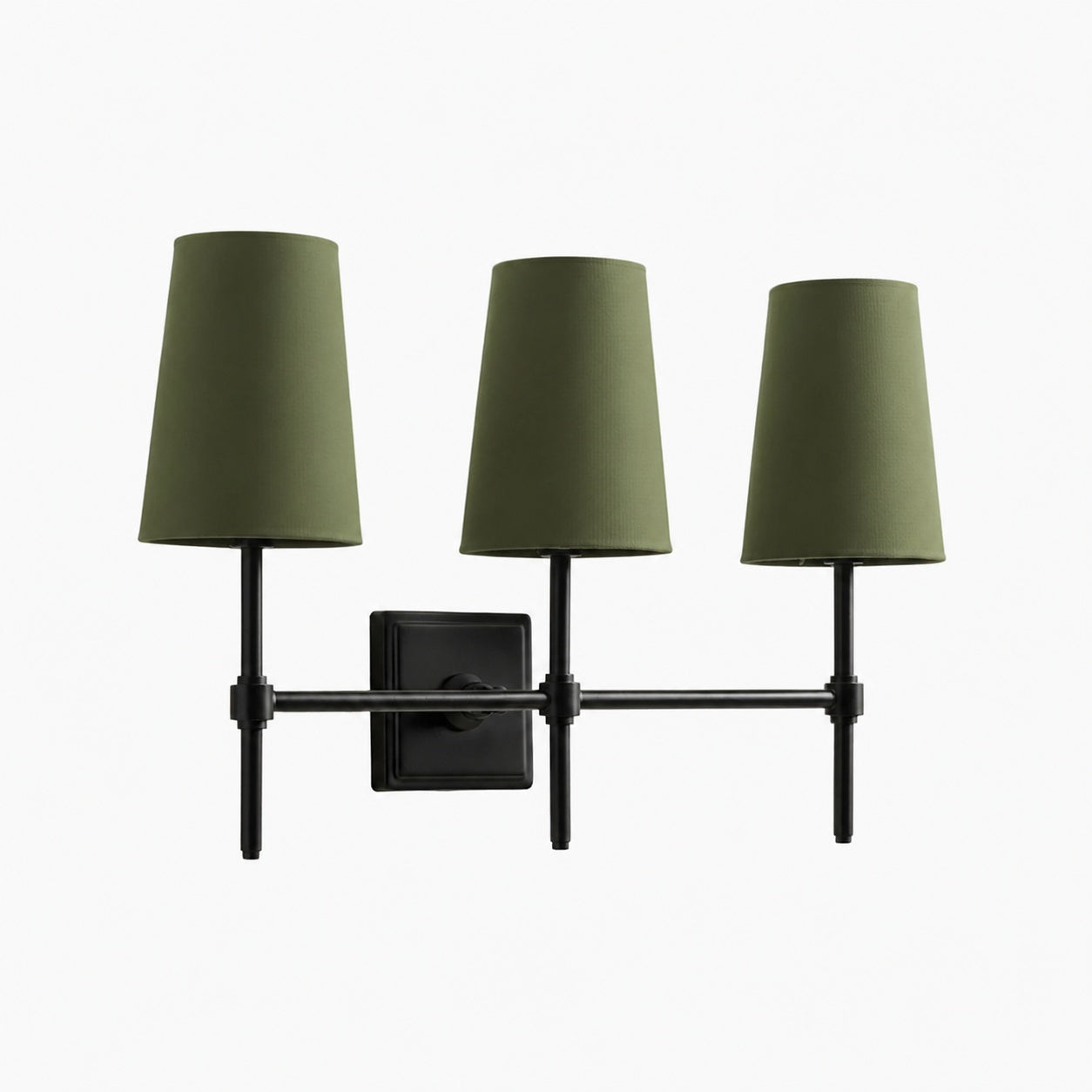 Derlina White Linen Shades Wall Lamp – Retro Metal Multi-Head Lighting Fixture