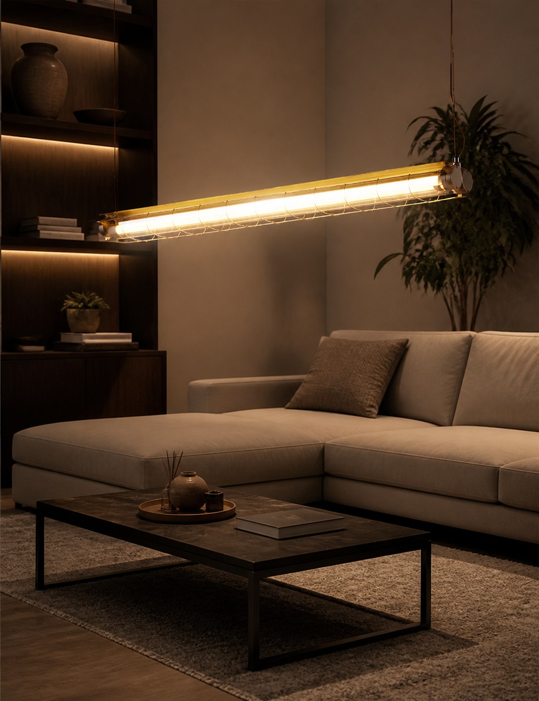Modern Acrylic Linear LED Chandelier in Black or Silver