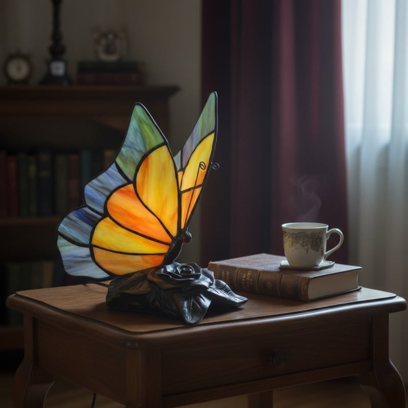 TF Butterfly Table Lamp – Nature-Inspired Glass Design Perfect for Living Rooms or Hallways