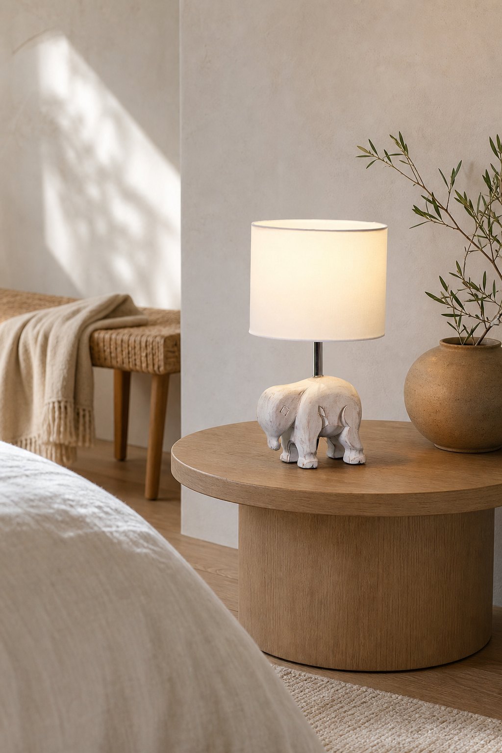 Carved Wood Animal Table Lamp