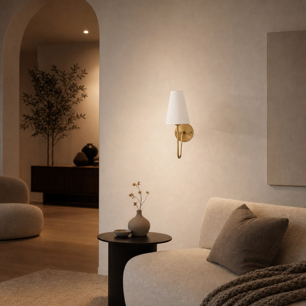 Organic Glass Scoop Wall Light – Minimalist Modern Decorative Ambient Sconce for Living Room