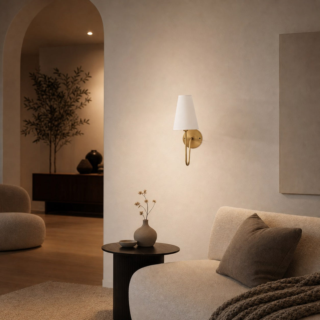 Organic Glass Scoop Wall Light – Minimalist Modern Decorative Ambient Sconce for Living Room