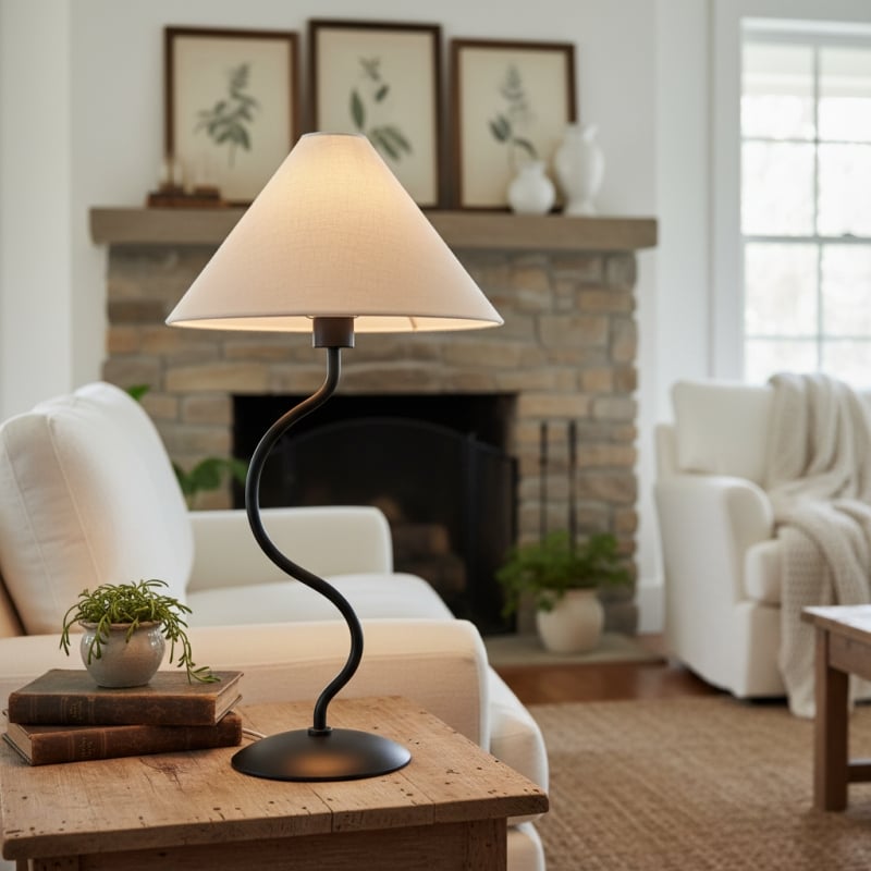 Rivlox Modern Geometric Fabric Table Lamp - Angled Zigzag Pattern for Office Lighting