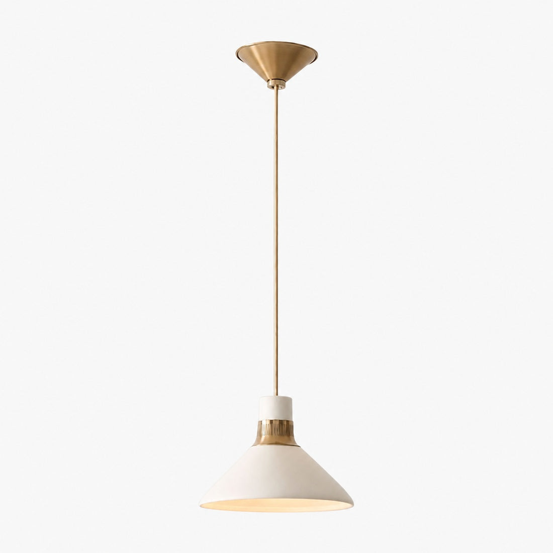 Calvor Porcelain Pendant Light – Ivory Shade with Champagne Bronze Accents