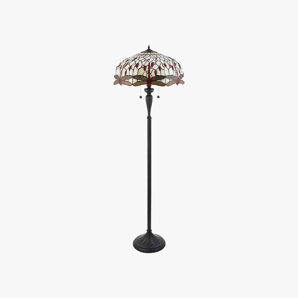 TF Dragonfly Motif Floor Lamp – Vintage Stained-Glass for Living Rooms