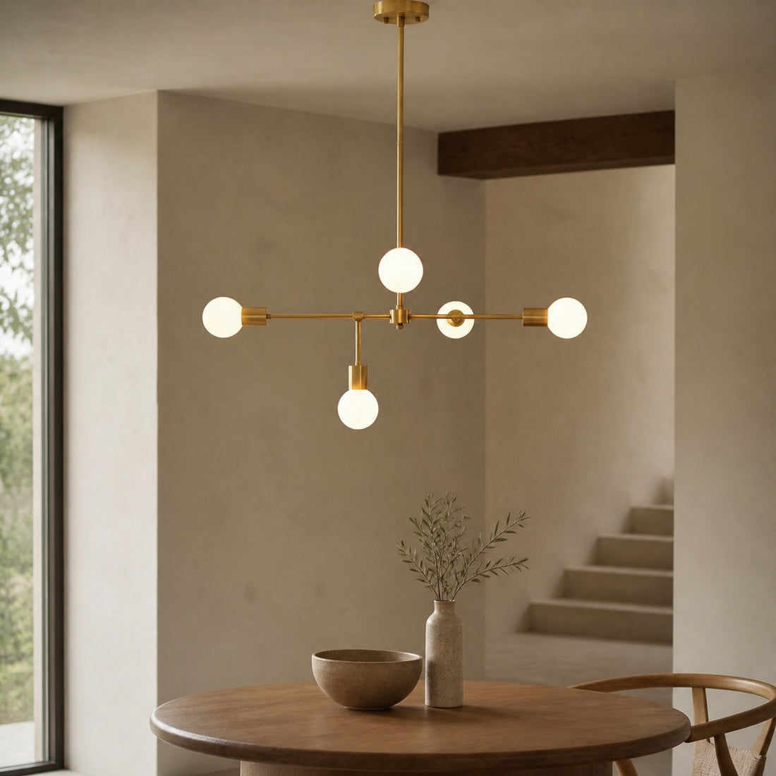 Mobilux Line 5 Light Chandelier - Modern Ceiling Hanging Lamp for Dining Room