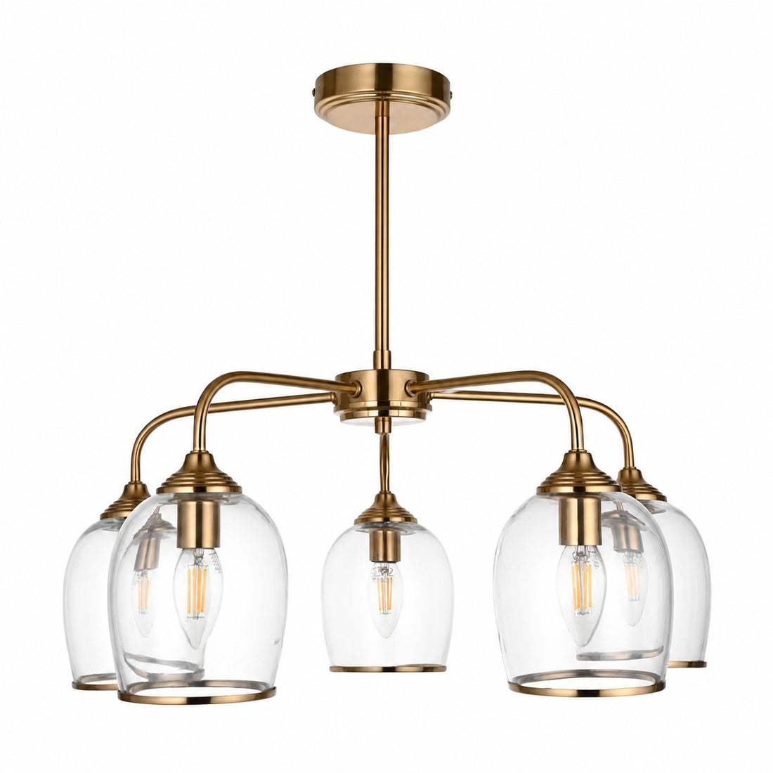 Brazara Multi-Light Glass Shade Pendant Lamp – Curved Metal Arms for Modern Homes