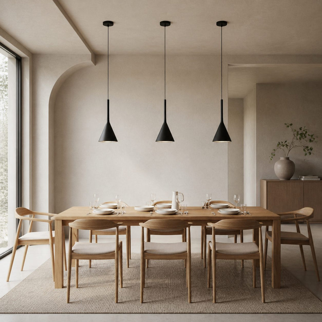 Alphomo Industrial Pendant Light - Minimalist Hanging Lamp for Kitchen Island and Dining Table N04