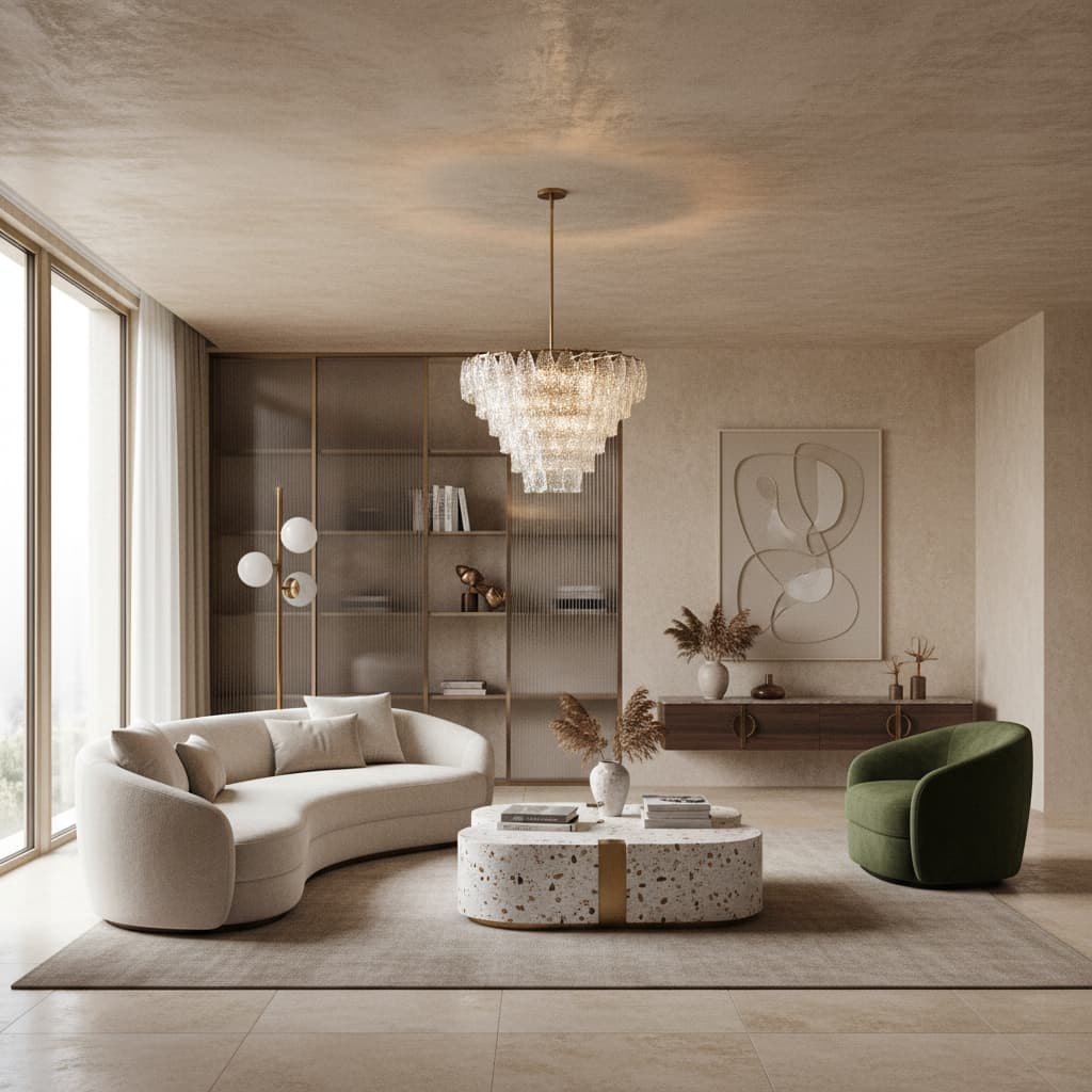 Lumvey Glass Round Chandelier - Elegant Pendant Light for Dining Room and Living Room