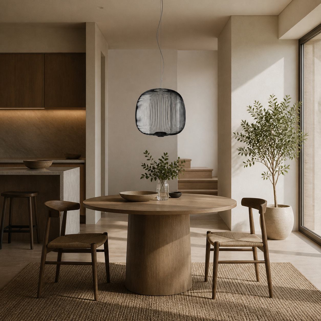 Radiloop Minimalist Suspension Lamp - Metal Lantern-Inspired Design for Dining Room N48