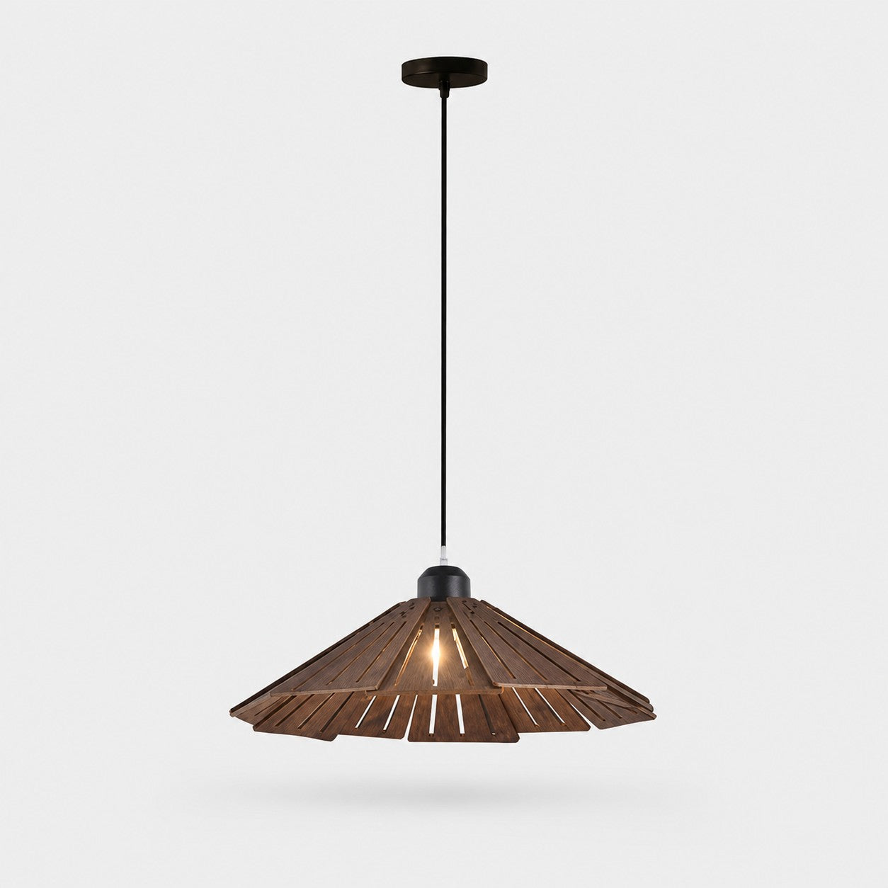 Walnut A style 35cm wooden pendant light