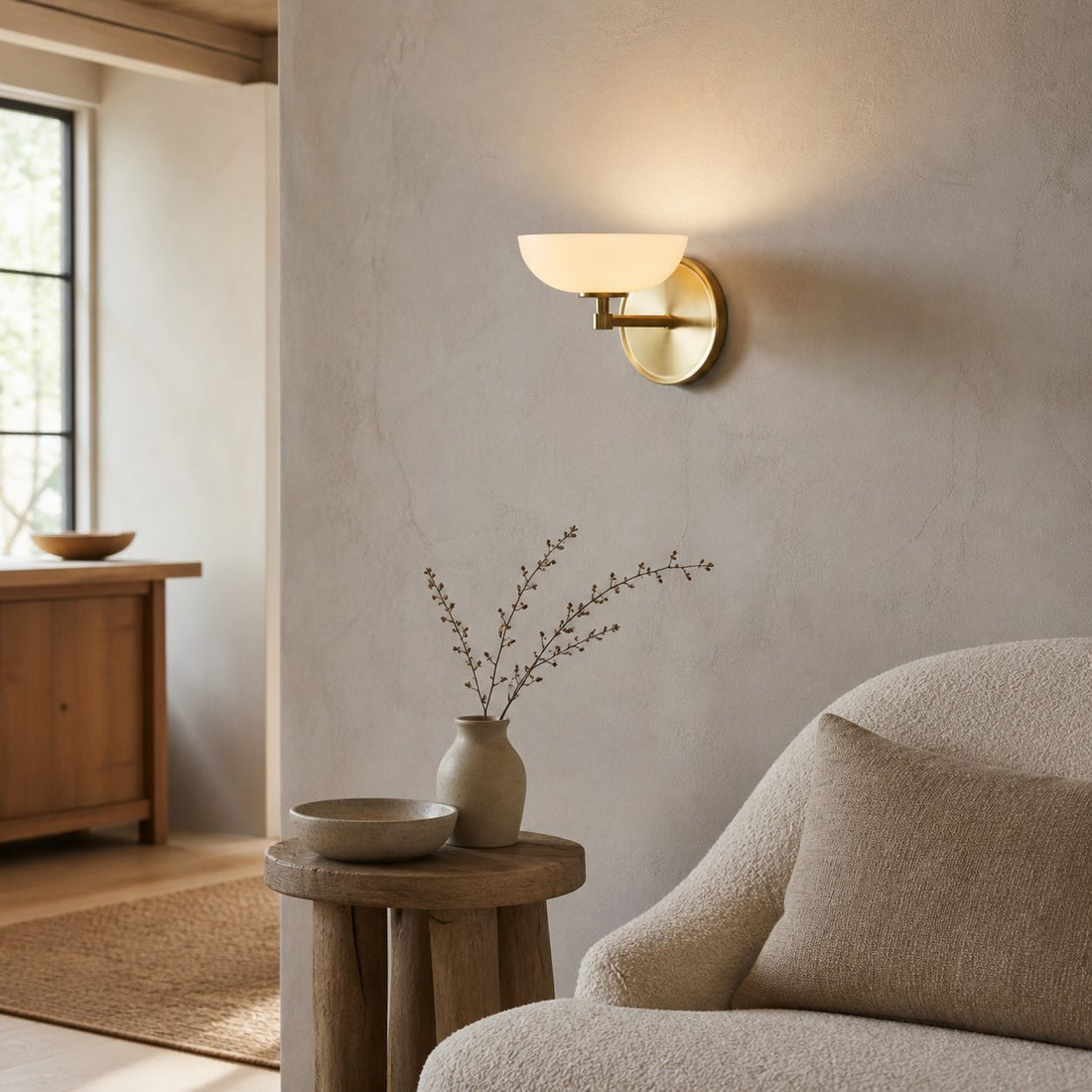 Vega Glass Wall Sconce — Minimalist Small Fixture, Contemporary Metal Accent for Hallway or Vanity