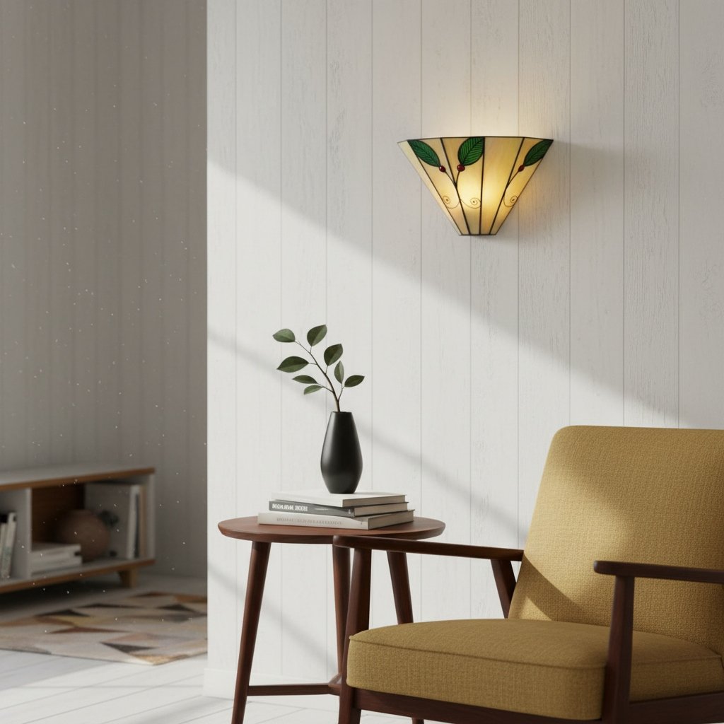 TiffStar Art Nouveau Leaf Motif Tiffany Wall Sconce - Vintage Inspired Accent Lighting for Hallway and Living Room