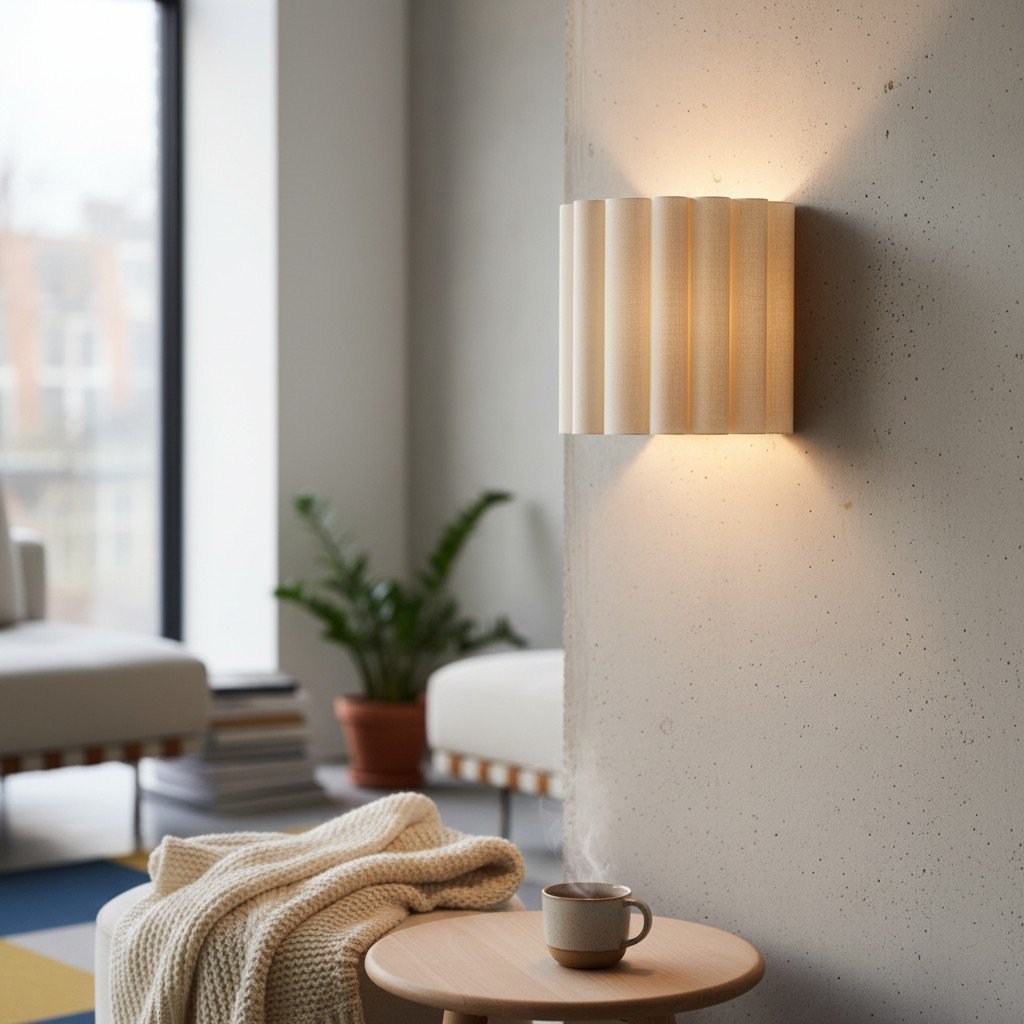 Velura Linen Fold Wall Sconce - Fabric Soft Pleated Design Ambient Lighting for Bedroom or Hallway