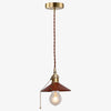 Brown leather conical pendant lamp