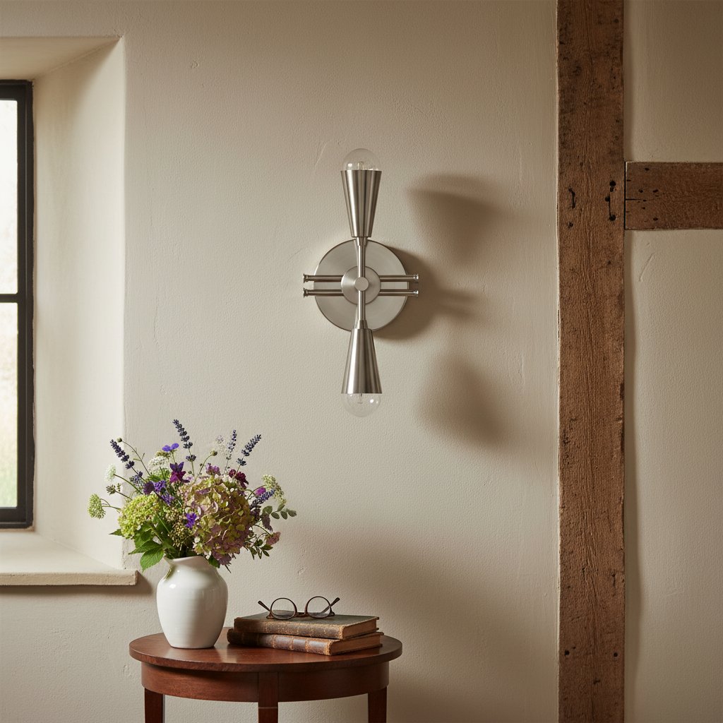 Pyralis Cone Dual Brushed Brass Cone Wall Sconce – Art Deco Vanity Light for Bathroom