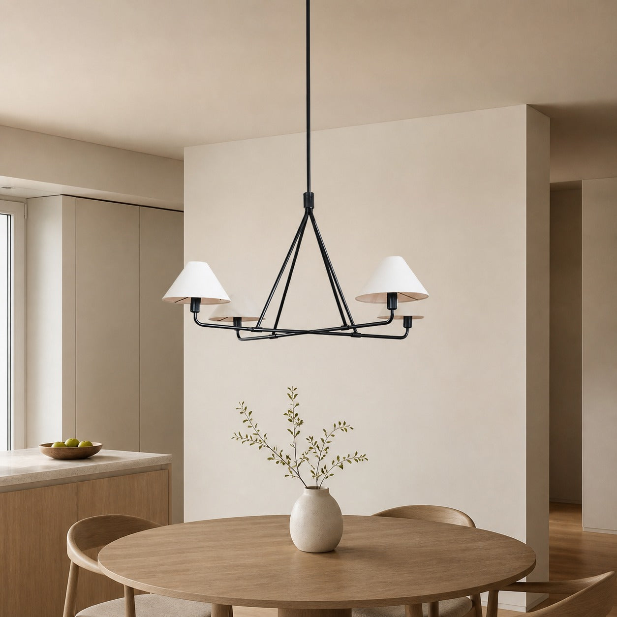 Diora Pendant Light -  Modern Metal Fixture with Linen Shades