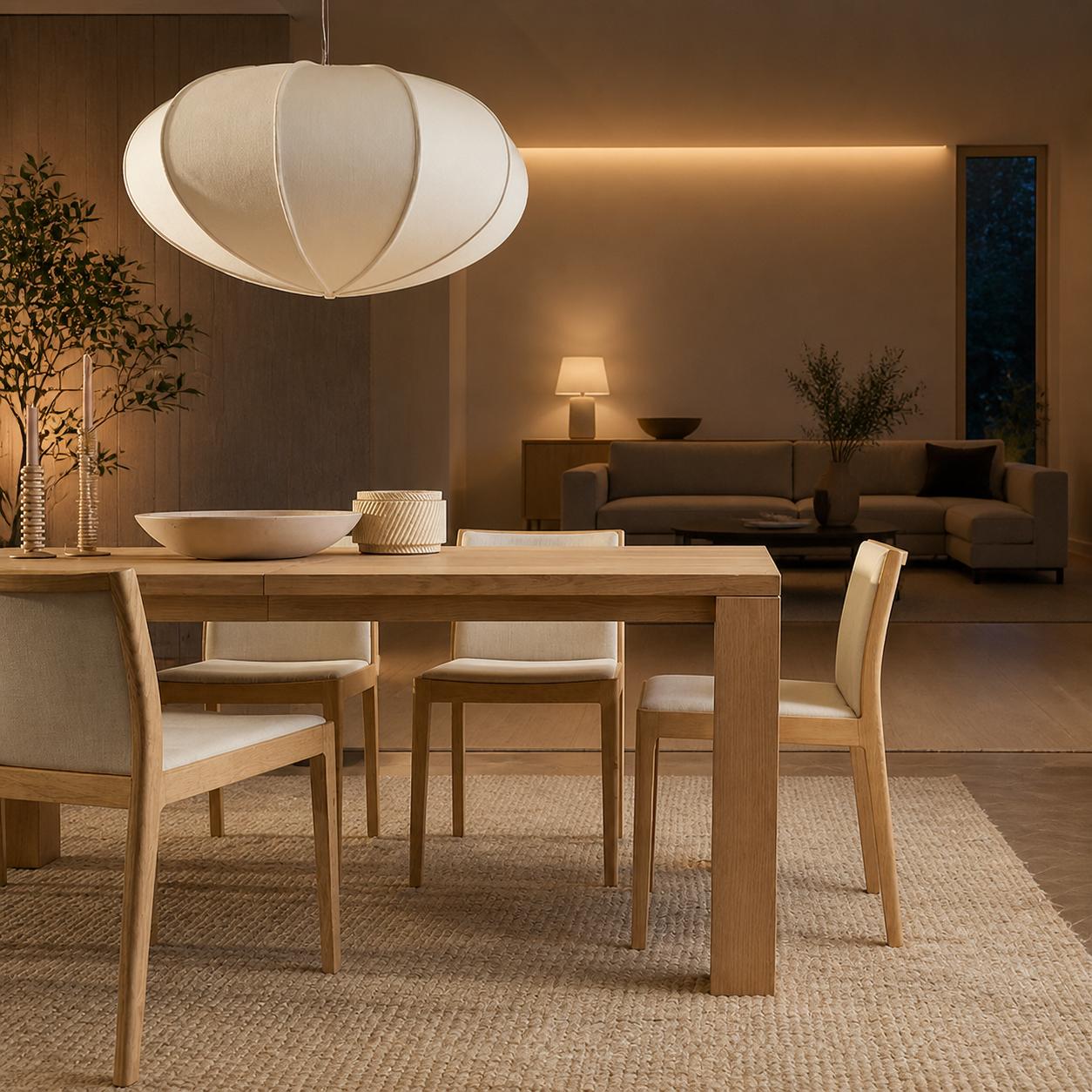 Alvian Pendant Light - Linen Shade with Adjustable Height for Cozy Dining