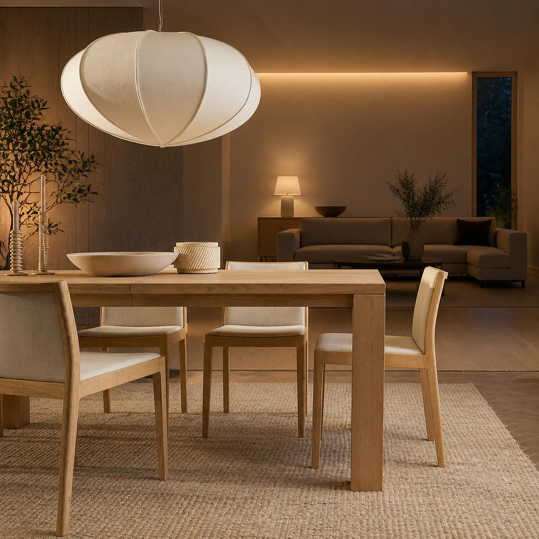 Alvian Pendant Light - Linen Shade with Adjustable Height for Cozy Dining
