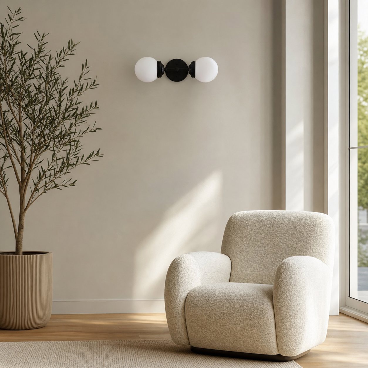 Lumio Globe Modern Geometric Sconce - Two Light Bathroom Vanity Lighting