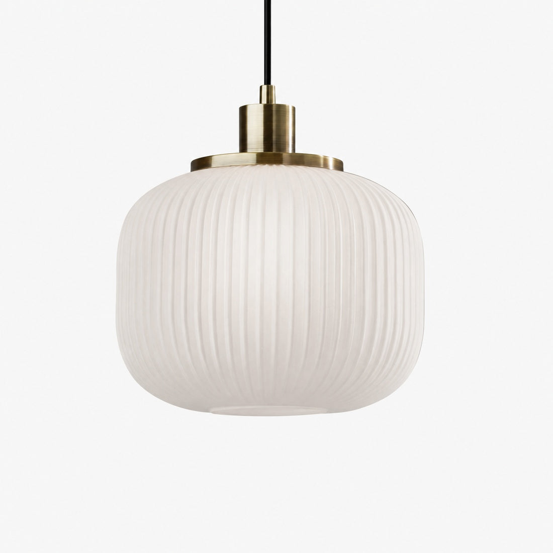 Pelviona Modern Ribbed Glass Pendant - Frosted & Brass Ceiling Light Add Timeless Charm to Your Space