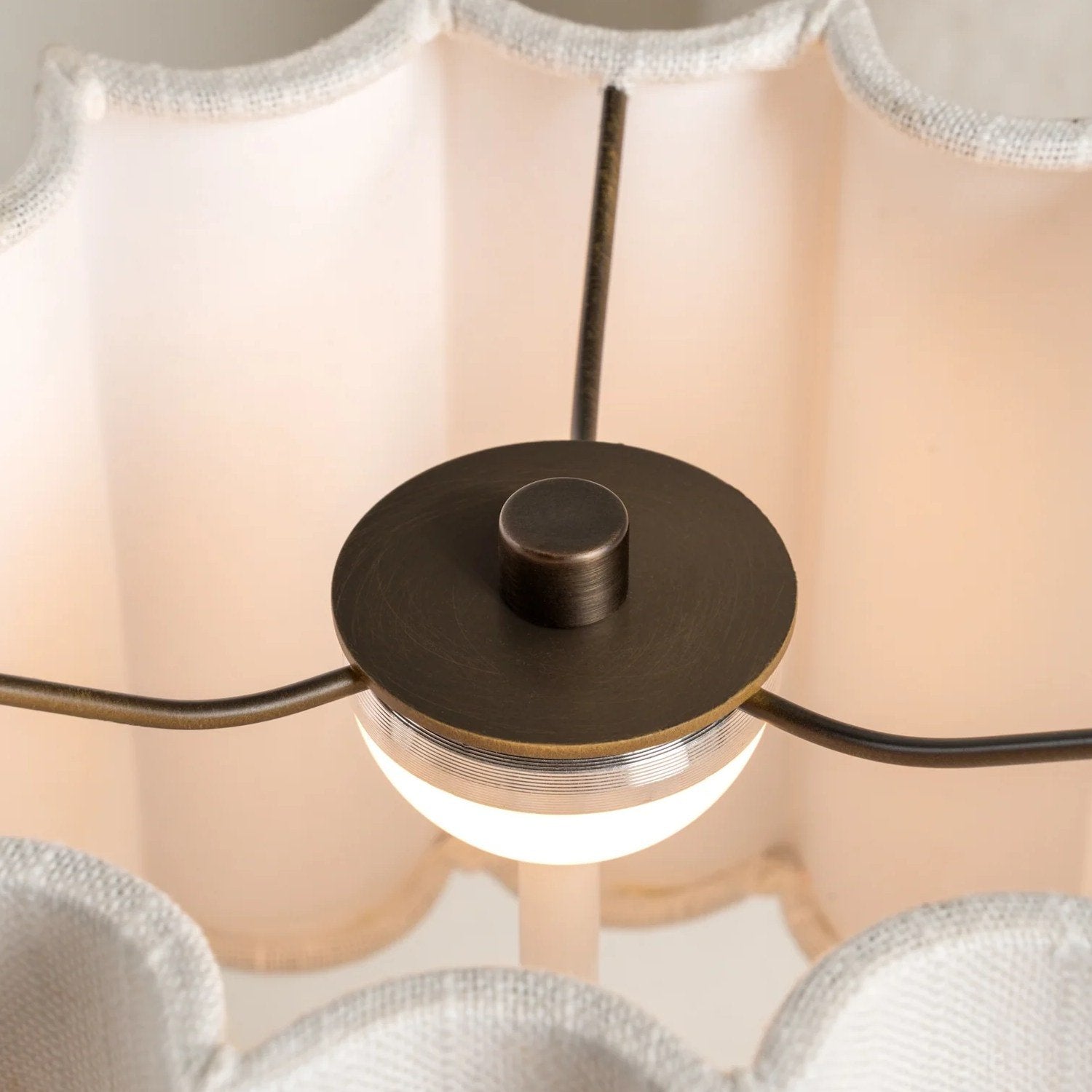 Cavilon Table Lamp with Fan-Shaped Linen Shade - Stone Finishes Suitable for Living Rooms