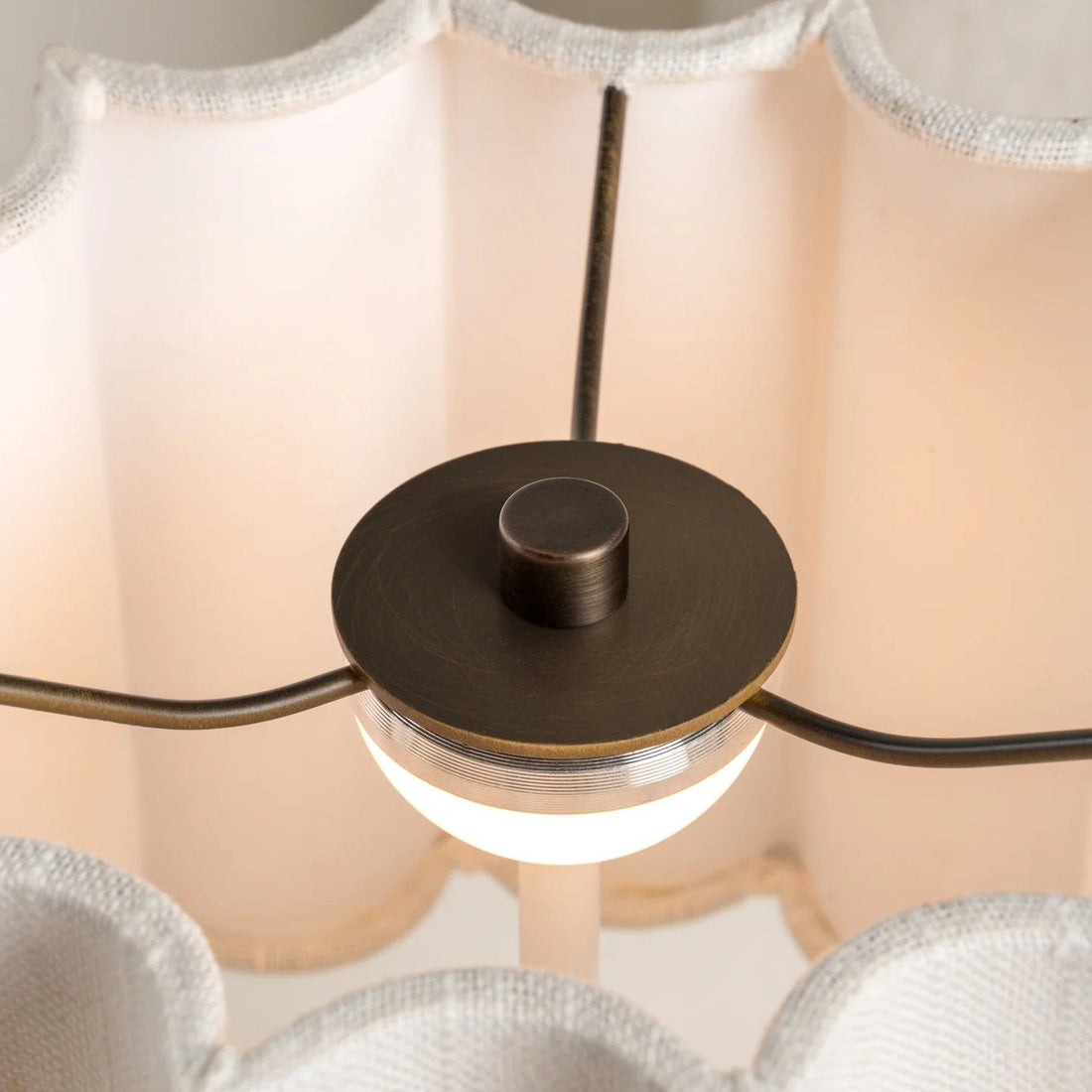 Cavilon Table Lamp with Fan-Shaped Linen Shade - Stone Finishes Suitable for Living Rooms